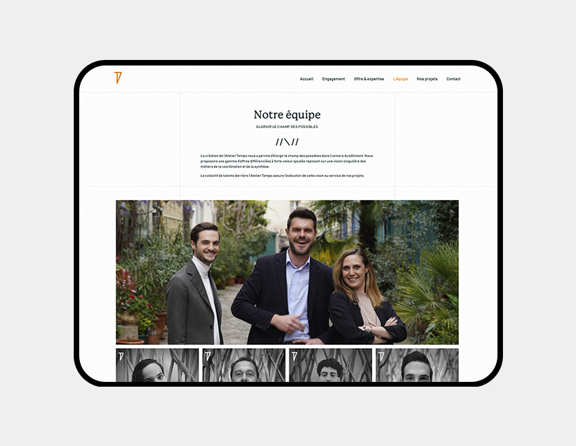 Responsive Tablette du site internet Atelier Tempo