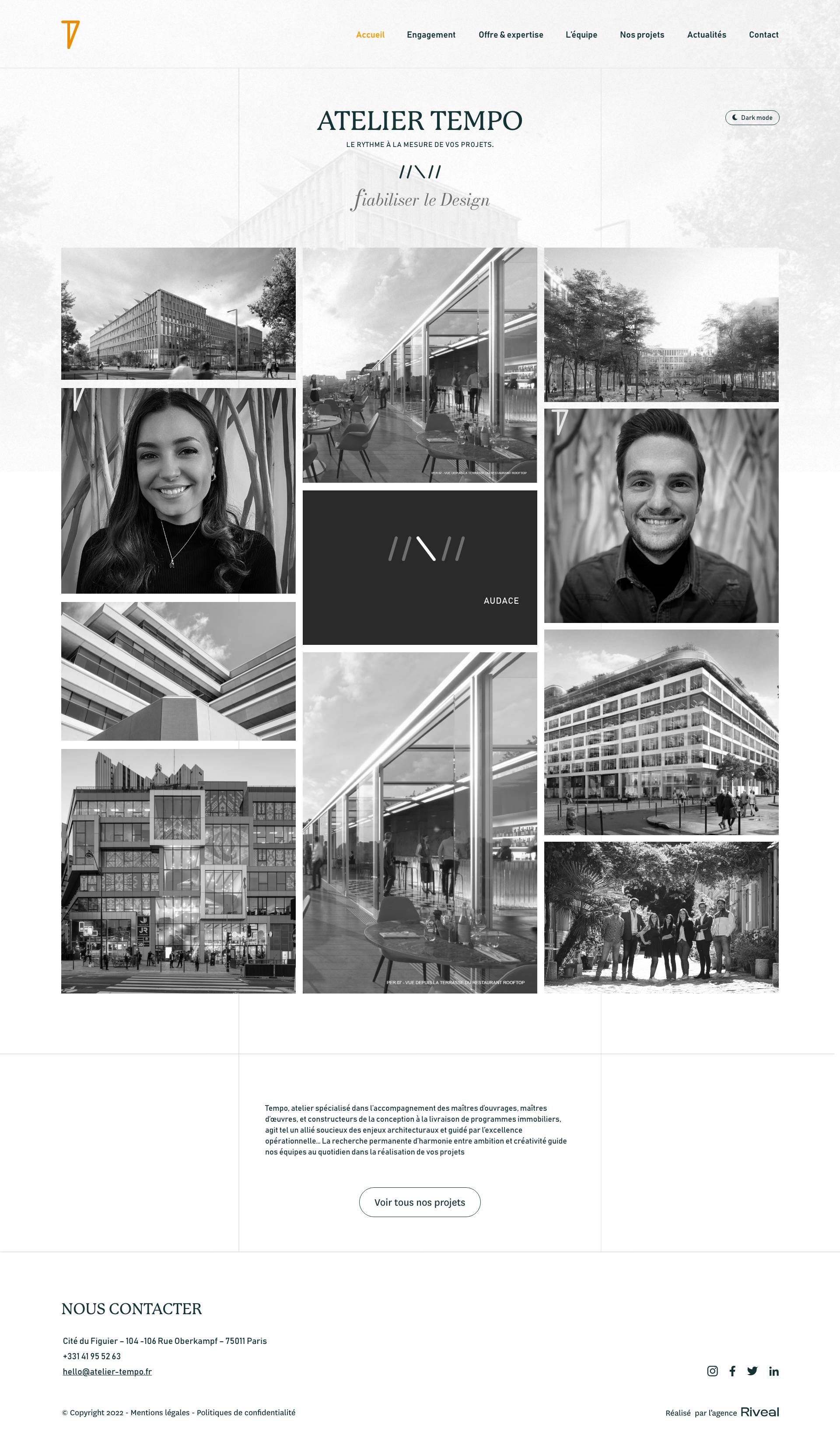 Visualisation animée du webdesign du site de Atelier Tempo