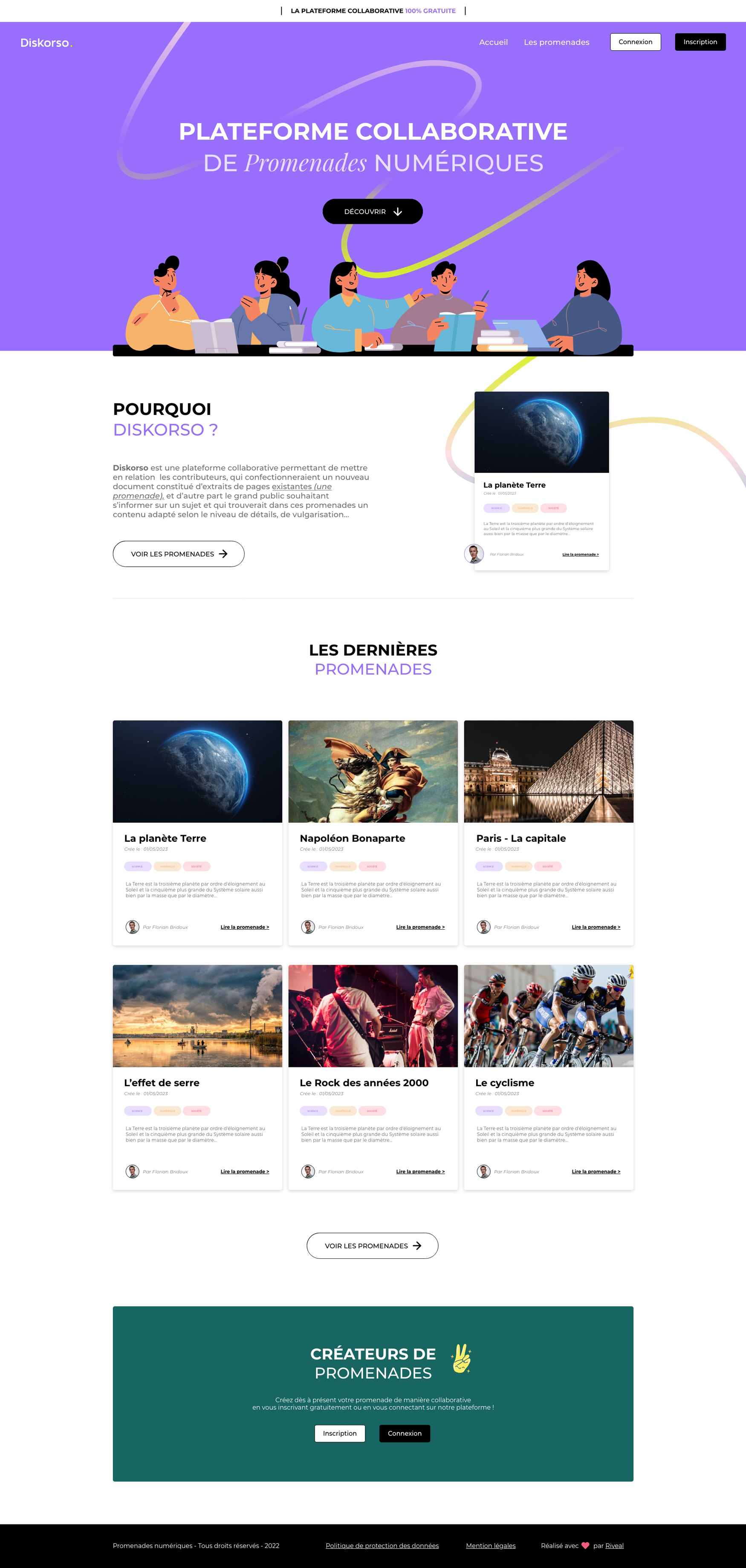 Visualisation animée du webdesign du site Diskorso