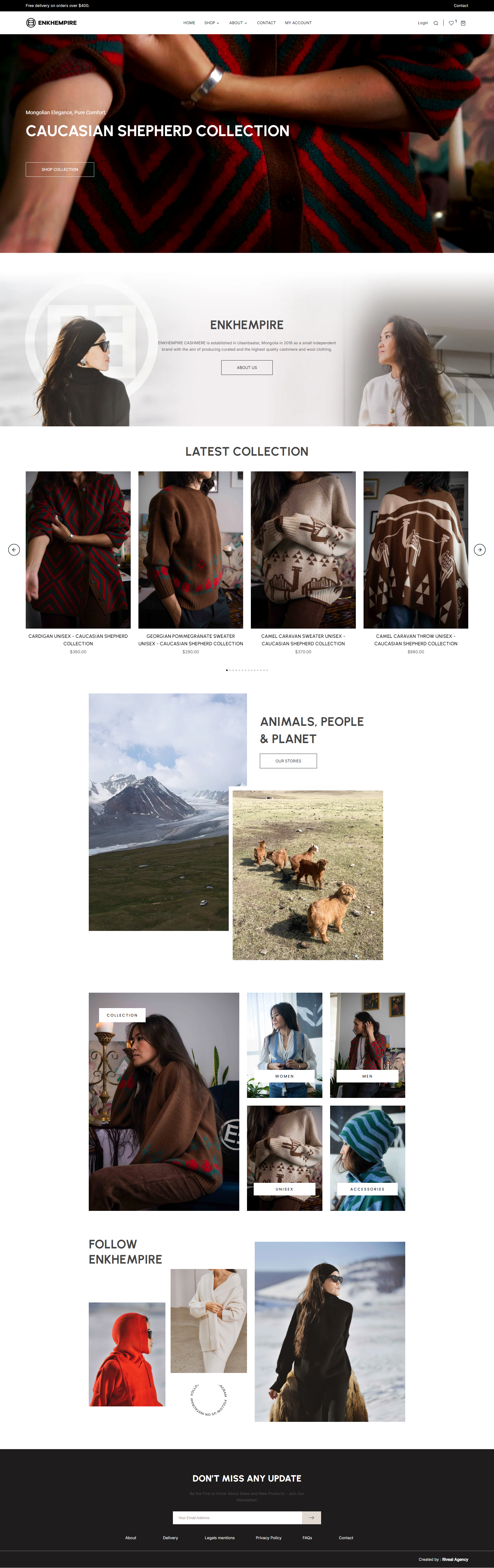 Visualisation animée du webdesign du site e-commerce Enkh Empire