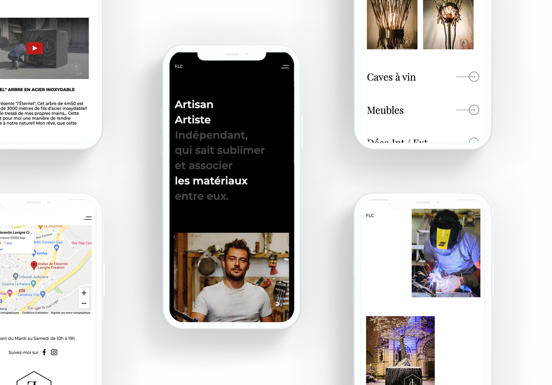 Web Design de Florentin Lavigne avec différente vue sur mobile