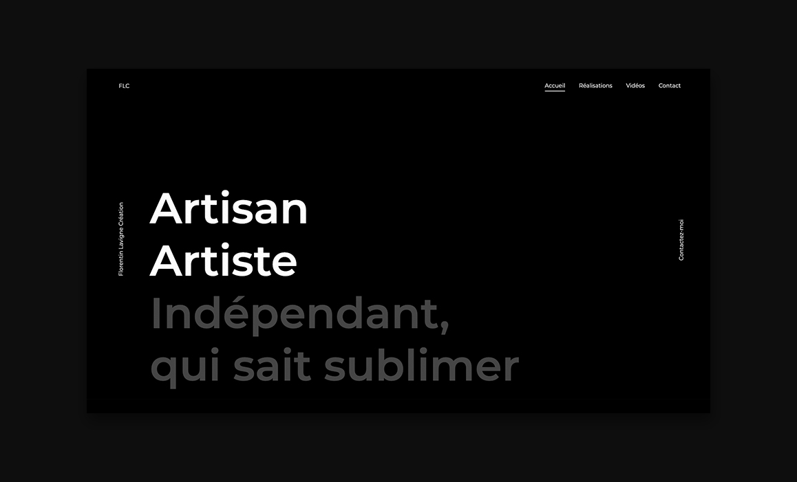 Webdesign de la homepage du site web Florentin Lavigne Création