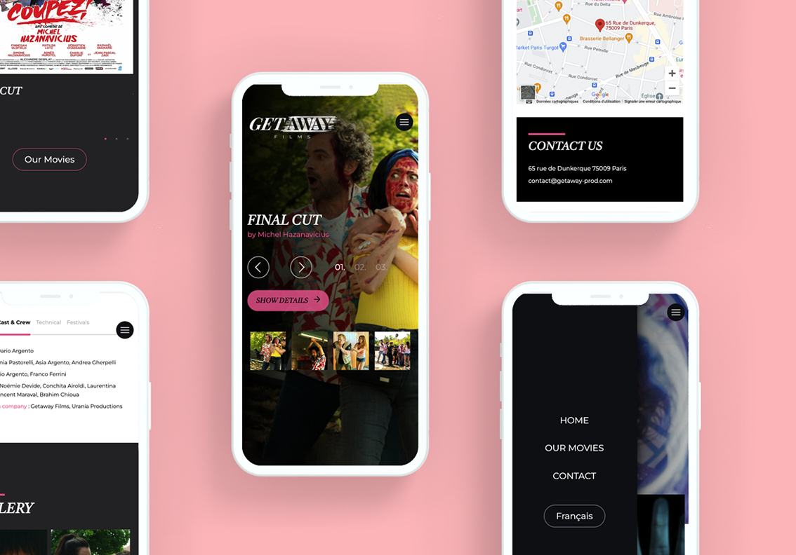 Web Design de Getaway avec différente vue sur mobile