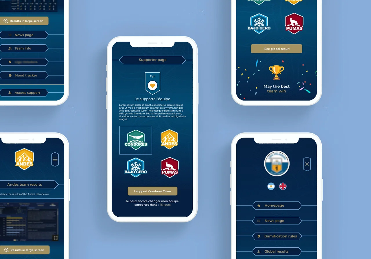 Web Design de l'application avec différente vue sur mobile