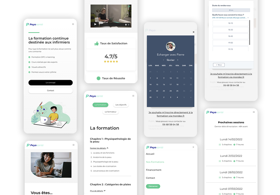 Web Design de Peyo Santé avec différente vue sur mobile