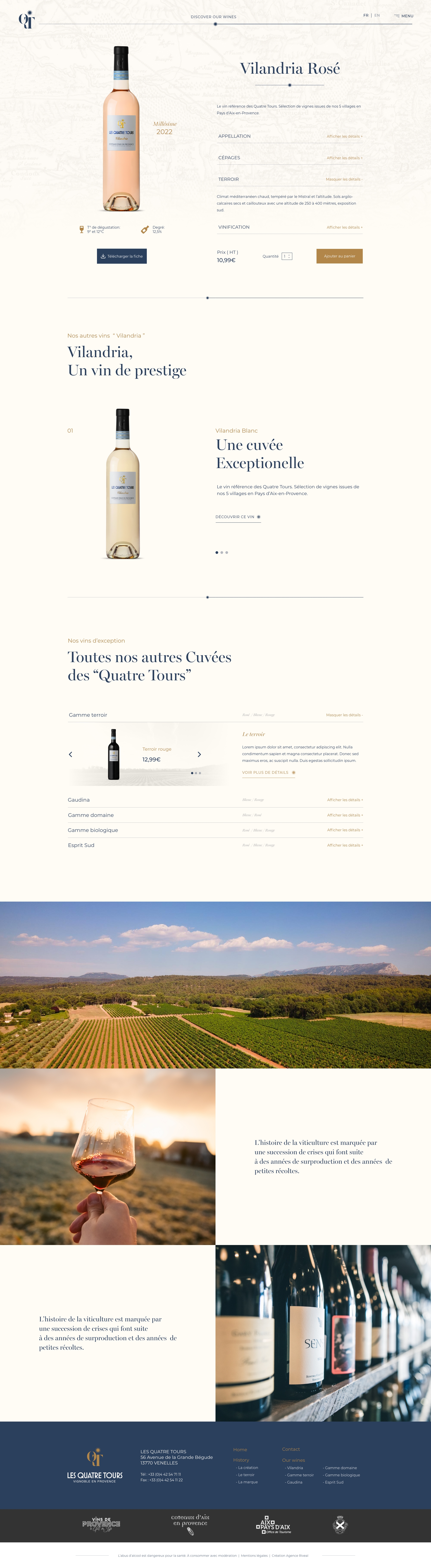 Web Design page details des vins -  Quatre tours